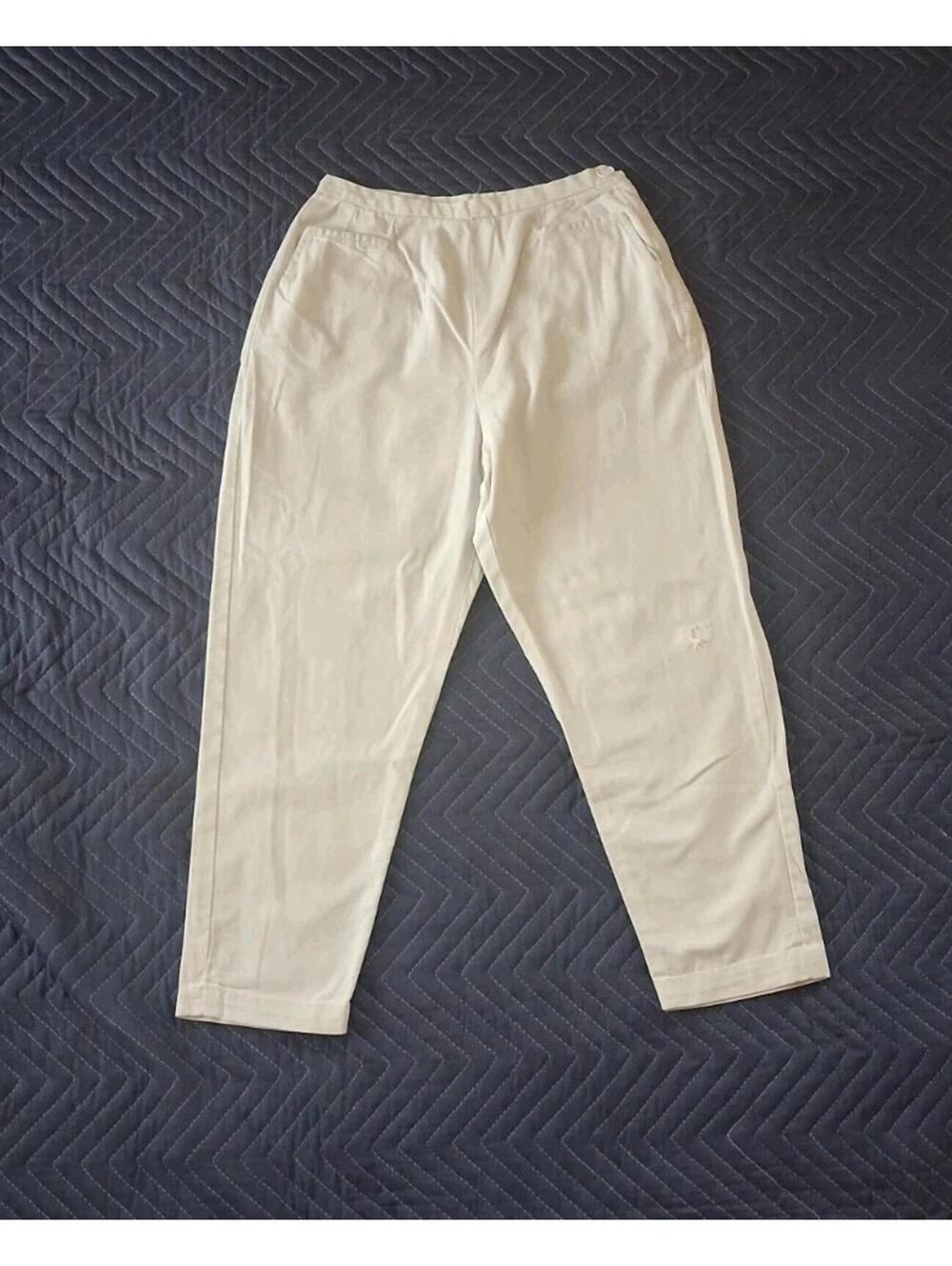 Vintage 1950s Cigarette Pants, White Pedal Pusher Pant Or Capri Size M, Flaws
